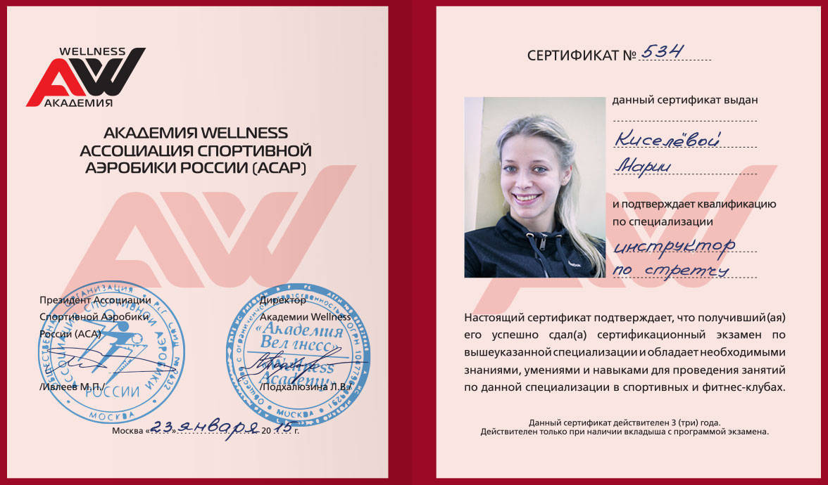 Сертификат Академии Wellness